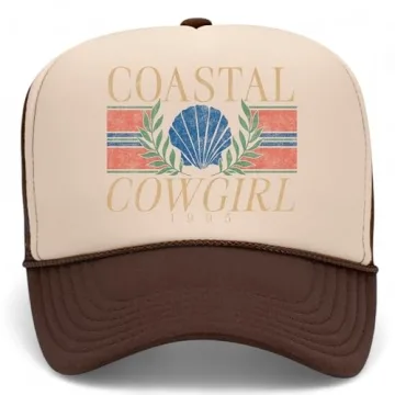 Coastal Cowgirl Trucker Hat | Beach Cowboy Cute Summer Western Country Vintage | Premium Foam Trucke...