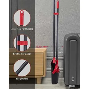 Broom and Dustpan Set for Home, Upgrade 52" Long Handle with Stand Up Dustpan Combo Set for Office Kitchen Lobby Floor Use
