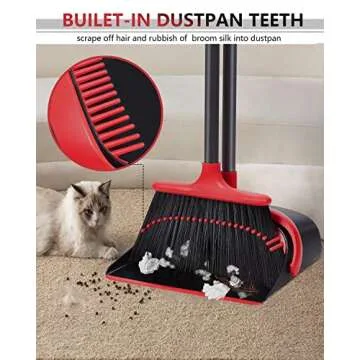 Broom and Dustpan Set for Home, Upgrade 52" Long Handle with Stand Up Dustpan Combo Set for Office Kitchen Lobby Floor Use