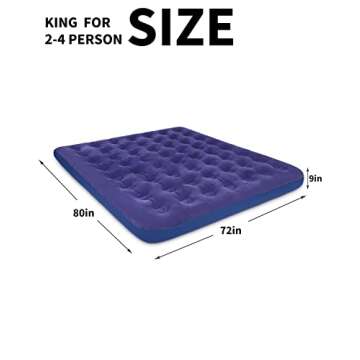 King Air Mattress for Adults，Backpacking Ultralight Lightweight Compact Waterproof for Camping Hiking， Portable and Foldable, Fast Expansion, Waterproof and Leak Proof Design