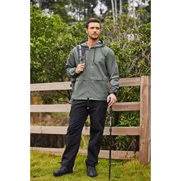 COOFANDY Packable Rain Jacket for Men - Waterproof & Lightweight