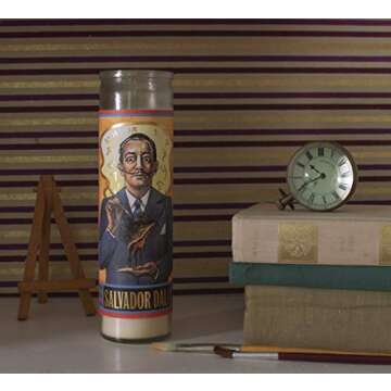 Salvador Dali Secular Saint Candle - 8.5 Inch Tall Glass Prayer Votive - Made in The USA