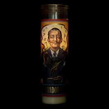 Salvador Dali Secular Saint Candle - 8.5 Inch Tall Glass Prayer Votive - Made in The USA