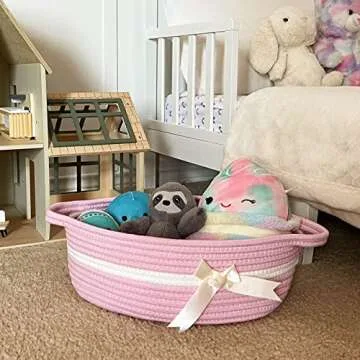 CHICVITA Pink Baby Girl Gift Basket - Stylish Storage for Nursery Essentials