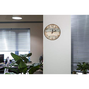 LOHAS Home 12 Inch Silent Vintage Wooden Round Wall Clock Arabic Numerals Vintage Rustic Chic Style Wooden Round Home Decor Wall Clock (Victor Hugo)