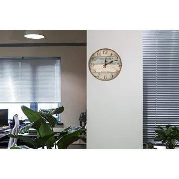 LOHAS Home 12 Inch Silent Vintage Wooden Round Wall Clock Arabic Numerals Vintage Rustic Chic Style Wooden Round Home Decor Wall Clock (Victor Hugo)