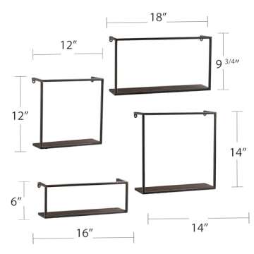 4-Piece Metal Wall Shelf Set by SEI Furniture