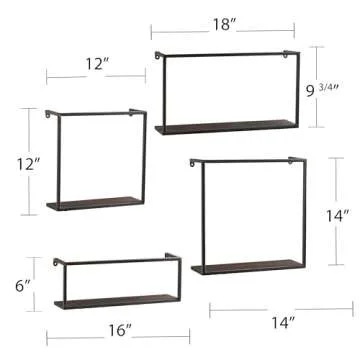 4-Piece Metal Wall Shelf Set by SEI Furniture