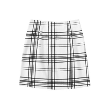 Verdusa Women's Split Hem Zipper Mini Skirt in Stylish Plaid