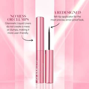 Glamnetic Magnetic Eyeliner, Liquid Black, for Eyelashes - Waterproof & Smudge Proof Liner | All-Day Hold for Magnetic Lashes, Quick-Drying, Paraben-Free 0.025 fl oz