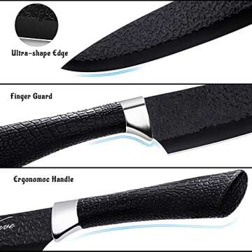 VEKEVE Chef Knife Set for Kitchen, 19 PCS Stainless Stainless Steel Kitchen Knives Set - Knives Kitchen Set with Built-in Sharpener, Acrylic Stand, Black