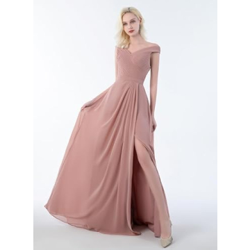 Sukleet Elegant Long Bridesmaid Dress Off Shoulder Style