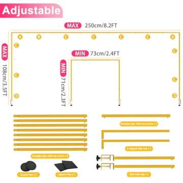 Xiomot Over the Table Rod Stand with Clamps Adjustable 13''-42'' Tall 29"-98" Length Gold Table Arch Hanging for Wedding Birthday Party Halloween Christmas Decoration
