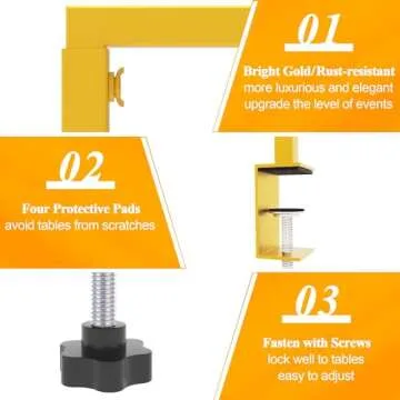 Xiomot Over the Table Rod Stand with Clamps Adjustable 13''-42'' Tall 29"-98" Length Gold Table Arch Hanging for Wedding Birthday Party Halloween Christmas Decoration