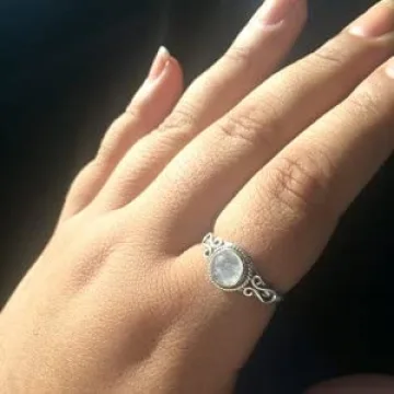 Rainbow Moonstone Ring for Women - Handmade Elegance