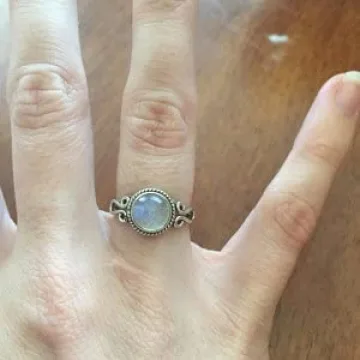 Rainbow Moonstone Ring for Women - Handmade Elegance
