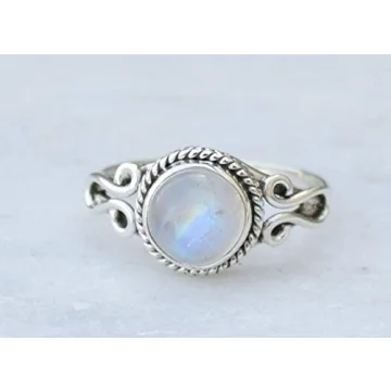 Rainbow Moonstone Ring for Women - Handmade Elegance
