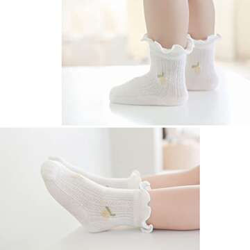 WATOCHE Baby Girls Socks Ruffle Cotton Frilly Socks