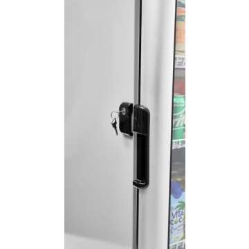 PremiumLevella PRF125DX Glass Door Display Refrigerator 12.5 cu ft Commercial Beverage Cooler Merchandiser With Customizable Lightbox - Silver