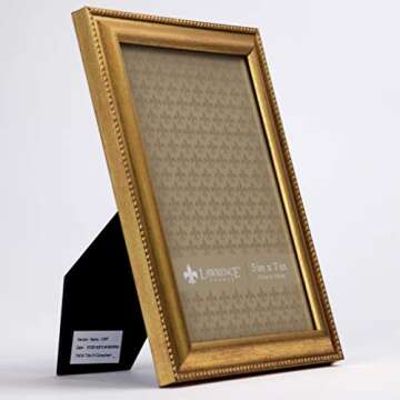 Lawrence Frames Classic Bead Picture Frame, 5x7, Gold