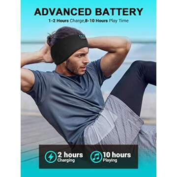 LC-dolida Sleep Headphones Bluetooth Headband, Wireless Headphones Headband, Sleep Mask with Bluetooth Thin HD Stereo Speakers Perfect for Side Sleepers, Sport, Yoga, Travel