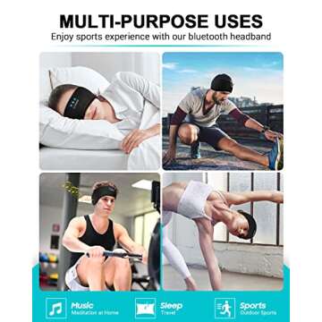 LC-dolida Sleep Headphones Bluetooth Headband, Wireless Headphones Headband, Sleep Mask with Bluetooth Thin HD Stereo Speakers Perfect for Side Sleepers, Sport, Yoga, Travel