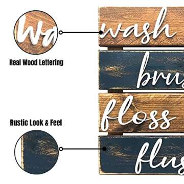 Farmhouse Bathroom Decor with Real Wood Lettering Sign