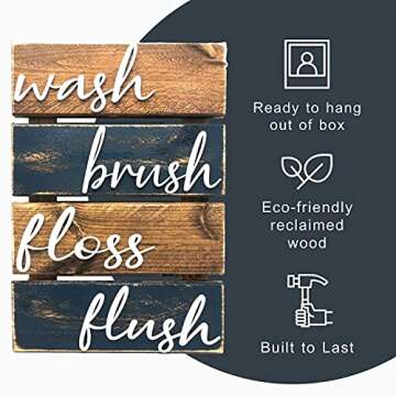 Farmhouse Bathroom Decor with Real Wood Lettering Sign