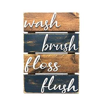 Farmhouse Bathroom Decor with Real Wood Lettering Sign