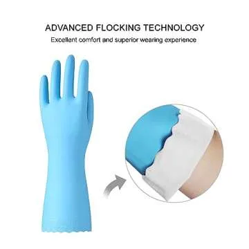 Bamllum Rubber Cleaning Gloves - 2 Pairs Latex Free Kitchen Cleaning Gloves with Cotton Liner- House...