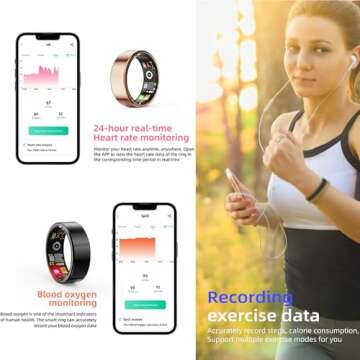 HitTopss Smart Ring, Fitness Tracking Smart Ring with Calories/Heart Rate/Blood Oxygen/Sleep Monitor...