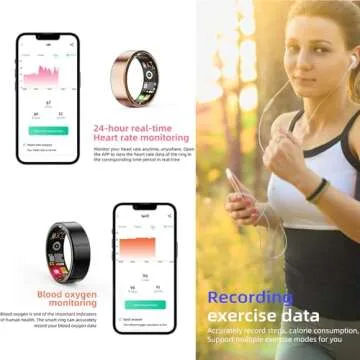 HitTopss Smart Ring, Fitness Tracking Smart Ring with Calories/Heart Rate/Blood Oxygen/Sleep Monitor...