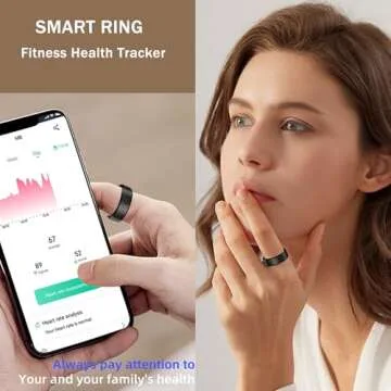 HitTopss Smart Ring, Fitness Tracking Smart Ring with Calories/Heart Rate/Blood Oxygen/Sleep Monitoring, IP68 Waterproof, No APP Subscription (Gold, 8#)