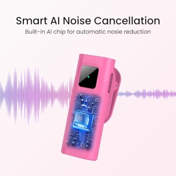 Linber Wireless Lavalier Microphone - Pink, AI Noise Cancellation, 65FT