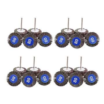 dophee Flap Wheel Sander Set, 1/8" Round Shank, 80 Grit Abrasive Sanding Wheels, Flap Grinding Wheel Sander for Dremel Drill Rotary Tools, Remove Rust, Weld Burr Polishing Flat(20-Pack)