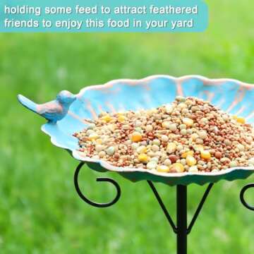 MUMTOP Bird Baths for Outdoors, Metal Birdbaths Bowl Bird Feeder with Stake for Outdoor Garden Yard Lawn Outside Decor, 34 inch Height