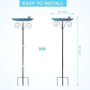 MUMTOP Bird Baths for Outdoors, Metal Birdbaths Bowl Bird Feeder with Stake for Outdoor Garden Yard Lawn Outside Decor, 34 inch Height