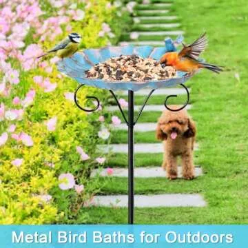 MUMTOP Bird Baths for Outdoors, Metal Birdbaths Bowl Bird Feeder with Stake for Outdoor Garden Yard Lawn Outside Decor, 34 inch Height