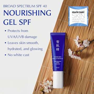 SEKKISEI Herbal UV Defense Gel for Face Broad Spectrum Sunscreen, SPF40, 1 Ounce