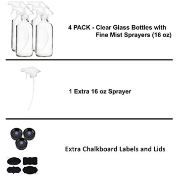 Youngever 16oz Glass Spray Bottles for Essential Oils & Cleaning