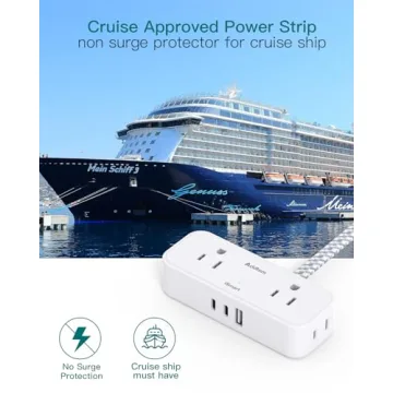 7-in-1 Power Strip 4 Outlets 3 USB Ports Cruise Home Use
