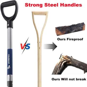 MUJO Gardening Shovel,Spade Shovel with Cushioned D Handle, Shovels for Digging with Heavy Duty Carbon Steel Head Construction,Heavy Duty Shovel for Hard Rocky Soils 41", Serrated Blades Design