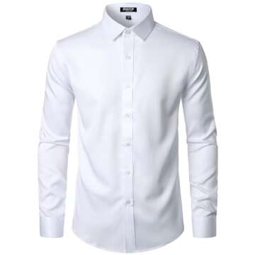 JEMITOP Men's Stretch Wrinkle Free Dress Shirt for Weddings and Proms