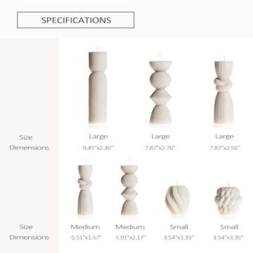 7 Pcs Large Pillar Candles Aesthetic Candle Modern Home Decor Ribbed Candles Set Beautiful Handmade ...
