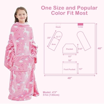 Wearable Unicorn Snuggie for Cozy Kids' Comfort