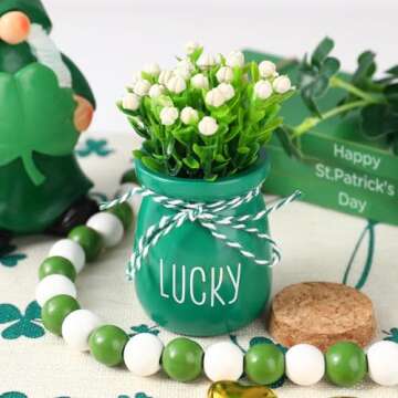 St Patricks Day Decorations - 6PCS St.Patrick's Day Mini Jars -Farmhouse St Patricks Day Decor for H...