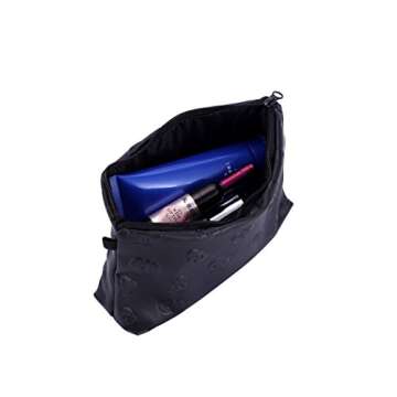 HOYOFO Stylish Makeup Pouch for Women Skull Make up Bag Small Cosmetic Bag for Purse, Black Skull (PU)