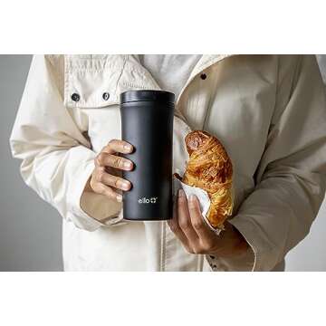 Ello Arabica 14oz Vacuum Insulated Stainless Steel Travel Mug with Leak-Proof Slider Lid, Keeps Hot ...