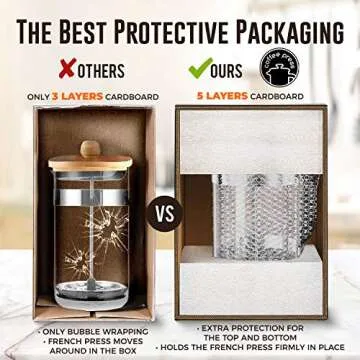 EzDtach French Press Coffee Maker with 2 Extra Screens, 34oz, French Press Stainless Steel 304 Grade, Easy Disassemble Design Double Filter, Thick Heat Resistant Glass Pot (Copper)