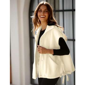 VAOYIU Women's Fleece Vest Casual Sleeveless Oversized Sherpa Jacket Button Down Vests Outerwear with Pockets(7-Apricot-M)